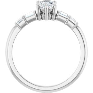 18K White Gold 7x5 mm Elongated Cushion Ring Mounting – image 3
