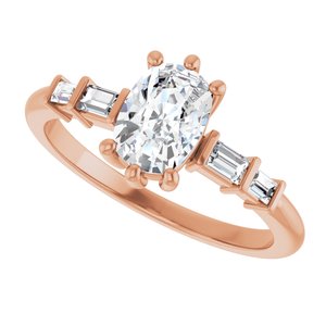 10K Rose Gold 7x5 mm Elongated Cushion Ring Mounting – image 8