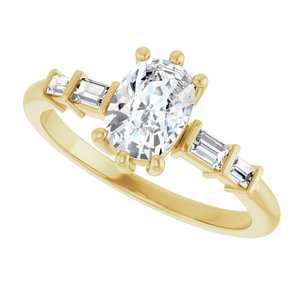 14K Yellow Gold 7x5 mm Elongated Cushion Ring Mounting – image 8