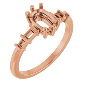 10K Rose Gold 7x5 mm Elongated Cushion Ring Mounting – image 2
