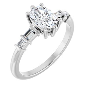 14K X1 White Gold 7x5 mm Elongated Cushion Ring Mounting