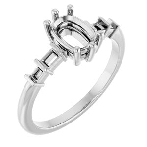 Platinum 7x5 mm Elongated Cushion Ring Mounting – image 2