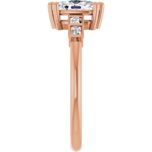 10K Rose Gold 7x5 mm Elongated Cushion Ring Mounting – image 7