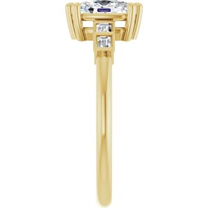 10K Yellow Gold 7x5 mm Elongated Cushion Ring Mounting – image 7