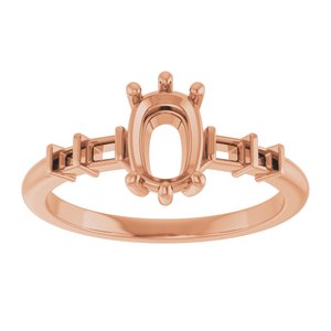 10K Rose Gold 7x5 mm Elongated Cushion Ring Mounting – image 6
