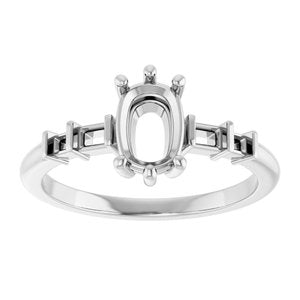 Platinum 7x5 mm Elongated Cushion Ring Mounting – image 6
