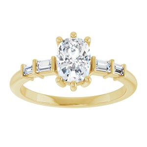 10K Yellow Gold 7x5 mm Elongated Cushion Ring Mounting – image 5