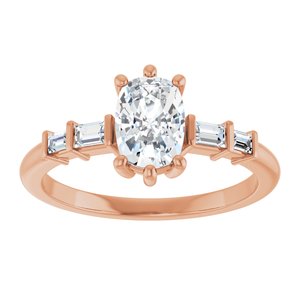 18K Rose Gold 7x5 mm Elongated Cushion Ring Mounting – image 5
