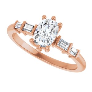 10K Rose Gold 6.5x4.5 mm Elongated Cushion Ring Mounting – image 8