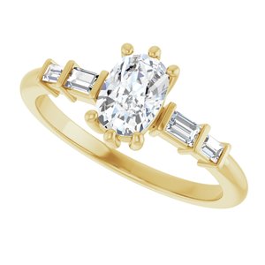 10K Yellow Gold 6.5x4.5 mm Elongated Cushion Ring Mounting – image 8