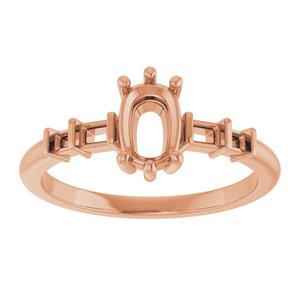 18K Rose Gold 6.5x4.5 mm Elongated Cushion Ring Mounting – image 6