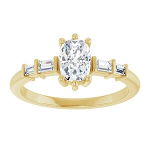 14K Yellow Gold 6.5x4.5 mm Elongated Cushion Ring Mounting – image 5