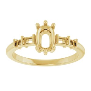 14K Yellow Gold 6.5x4.5 mm Elongated Cushion Ring Mounting – image 6