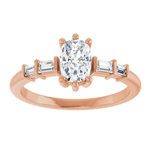 18K Rose Gold 6.5x4.5 mm Elongated Cushion Ring Mounting – image 5