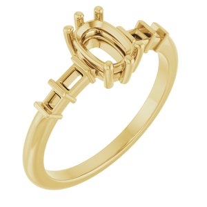18K Yellow Gold 6.5x4.5 mm Elongated Cushion Ring Mounting – image 2