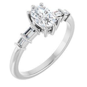 14K X1 White Gold 6.5x4.5 mm Elongated Cushion Ring Mounting