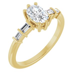 14K Yellow Gold 6.5x4.5 mm Elongated Cushion Ring Mounting