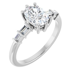 14K X1 White Gold 7.5x5.5 mm Elongated Cushion Ring Mounting