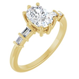 18K Yellow Gold 7.5x5.5 mm Elongated Cushion Ring Mounting