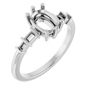18K White Gold 7.5x5.5 mm Elongated Cushion Ring Mounting – image 2