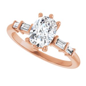 10K Rose Gold 7.5x5.5 mm Elongated Cushion Ring Mounting – image 8