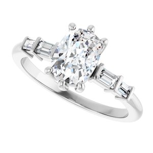 14K White Gold 7.5x5.5 mm Elongated Cushion Ring Mounting – image 8