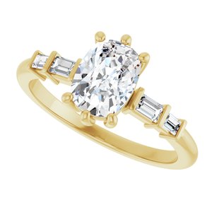 14K Yellow Gold 7.5x5.5 mm Elongated Cushion Ring Mounting – image 8