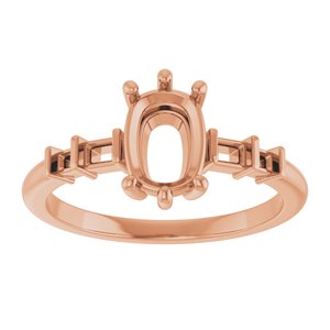 10K Rose Gold 7.5x5.5 mm Elongated Cushion Ring Mounting – image 6