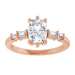 10K Rose Gold 7.5x5.5 mm Elongated Cushion Ring Mounting – image 5
