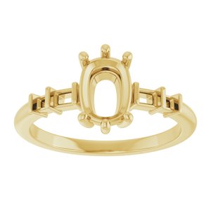 14K Yellow Gold 7.5x5.5 mm Elongated Cushion Ring Mounting – image 6