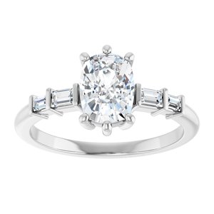 18K White Gold 7.5x5.5 mm Elongated Cushion Ring Mounting – image 5