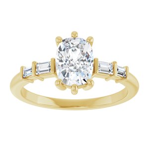 14K Yellow Gold 7.5x5.5 mm Elongated Cushion Ring Mounting – image 5