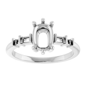 18K White Gold 7.5x5.5 mm Elongated Cushion Ring Mounting – image 6