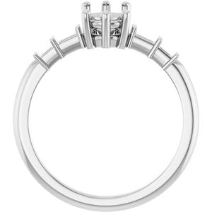 14K White Gold 7.5x5.5 mm Elongated Cushion Ring Mounting – image 4