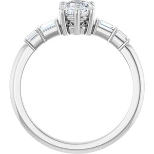 14K White Gold 7.5x5.5 mm Elongated Cushion Ring Mounting – image 3