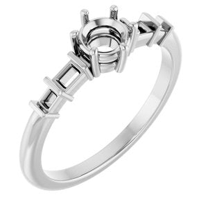 14K White Gold 4.8 mm Round Ring Mounting – image 2