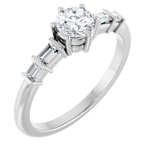 14K White Gold 4.8 mm Round Ring Mounting