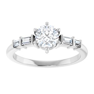 18K White Gold 5.5 mm Round Ring Mounting – image 5