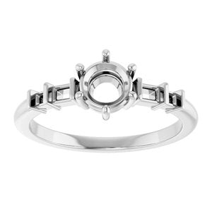 14K White Gold 5.5 mm Round Ring Mounting – image 6