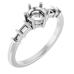 10K White Gold 5.5 mm Round Ring Mounting – image 2