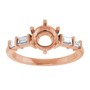 14K Rose Gold 6.5 mm Round 1/4 CTW Natural Diamond Semi-Set Ring – image 6