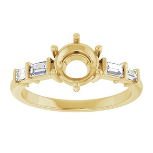 14K Yellow Gold 6.5 mm Round 1/4 CTW Natural Diamond Semi-Set Ring – image 6