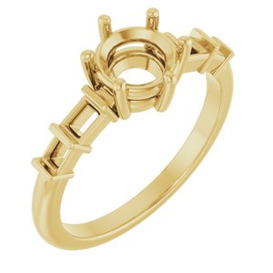 14K Yellow Gold 6.5 mm Round Ring Mounting – image 2