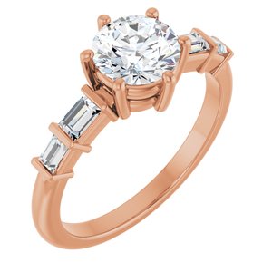 10K Rose Gold 6.5 mm Round Ring Mounting