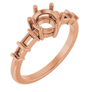 18K Rose Gold 6.5 mm Round Ring Mounting – image 2