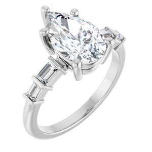 14K White Gold 11.5x7 mm Pear Ring Mounting