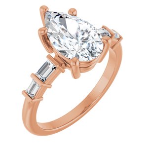 18K Rose Gold 11.5x7 mm Pear Ring Mounting