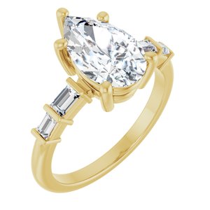 18K Yellow Gold 11.5x7 mm Pear Ring Mounting