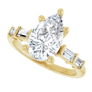 18K Yellow Gold 11.5x7 mm Pear Ring Mounting – image 8