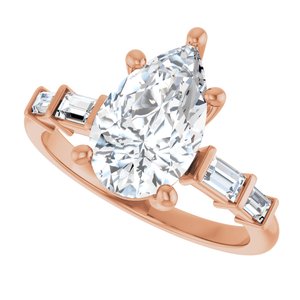 18K Rose Gold 11.5x7 mm Pear Ring Mounting – image 8